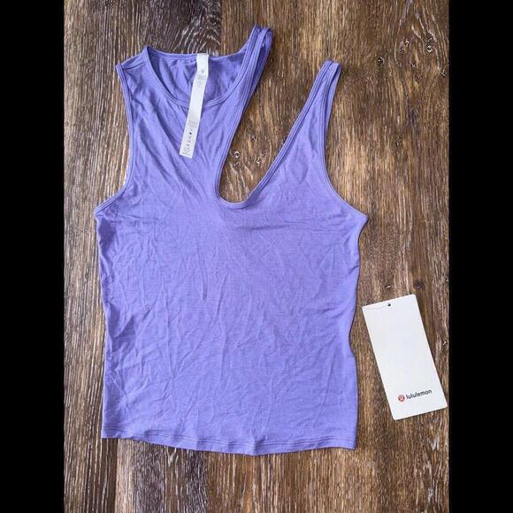 lululemon athletica Tops - Lululemon Shoulder Cut-Out Tank Dark Lavender Size 0 NWT